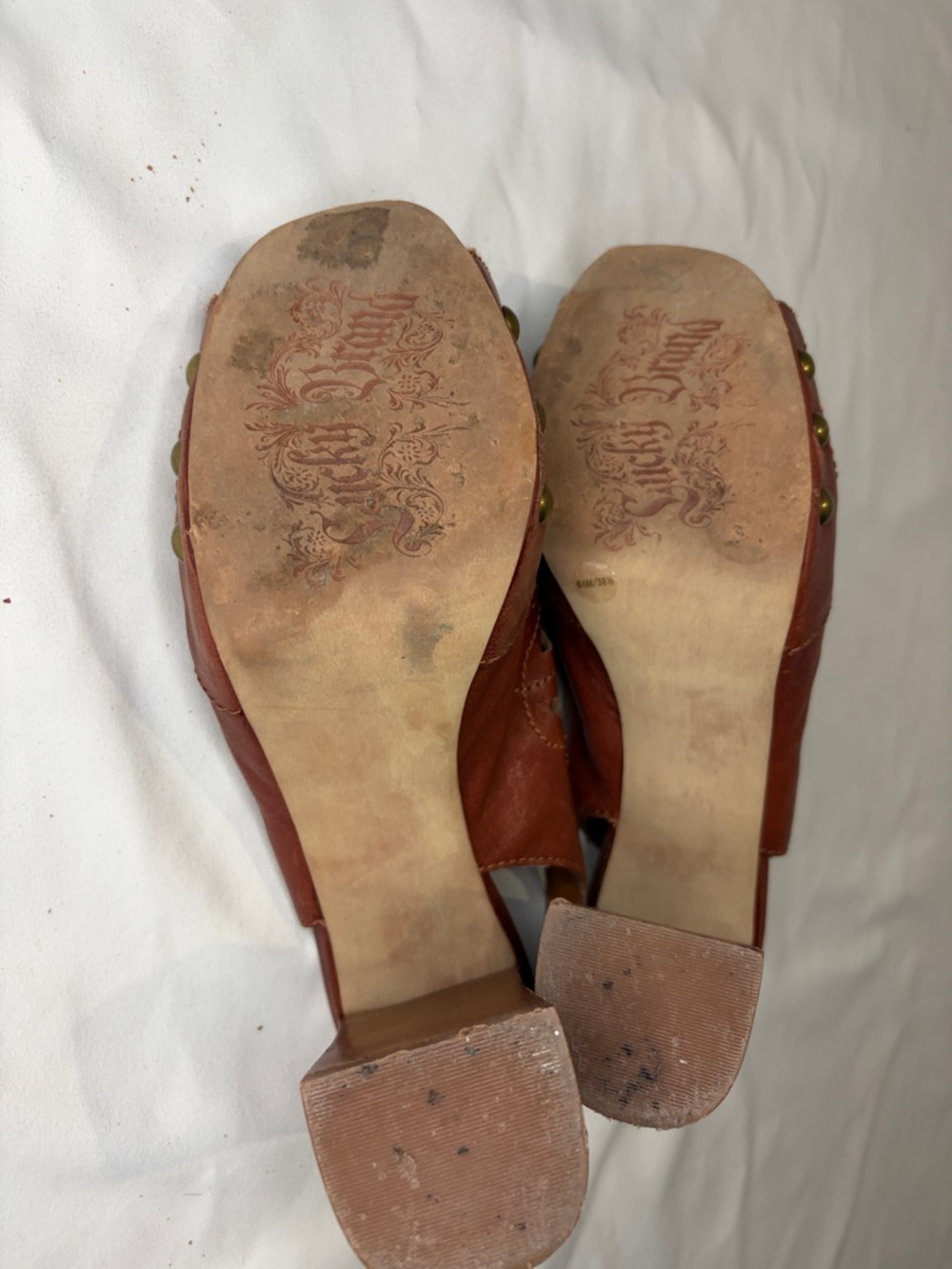 Lucky Brand Originals Brown Leather Cutout Block Heel Platform Sandals Size 8.5 - Picture 4 of 6